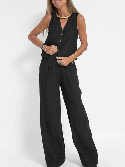 Aileen |  Elegant Vest & Wide-Leg Trousers Set