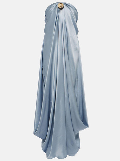 Elegant tube top irregular drape evening dress