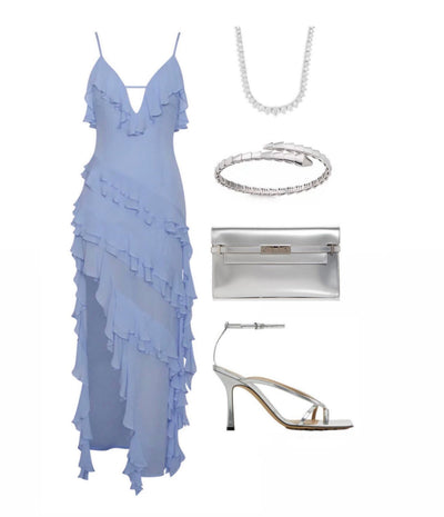 Ocean Blue Lace Casual Dress