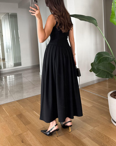 Elegant Shoulder Pleated Dress