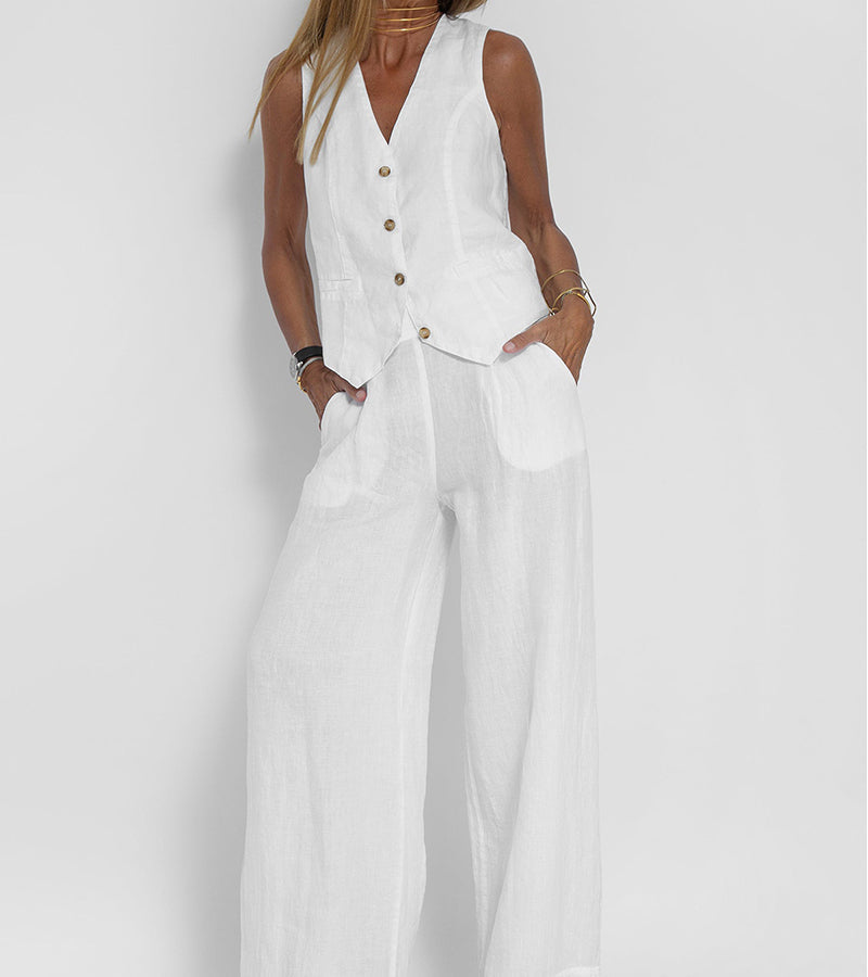 Aileen |  Elegant Vest & Wide-Leg Trousers Set