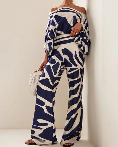 Elegant abstract print two-piece set