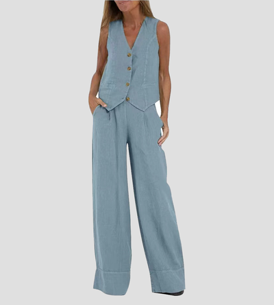 Aileen |  Elegant Vest & Wide-Leg Trousers Set