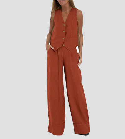 Aileen |  Elegant Vest & Wide-Leg Trousers Set