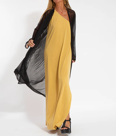 Elegant Solid Color One Shoulder Maxi Dress